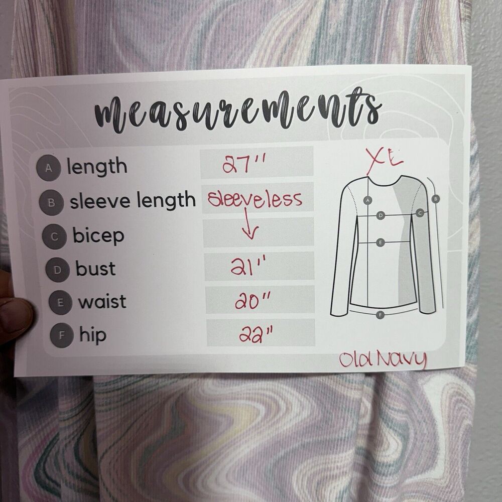 Old Navy Racerback Tank Top Women’s Size XL Pastel Marble Swirl Go-Dry Ultralite - Picture 6 of 6